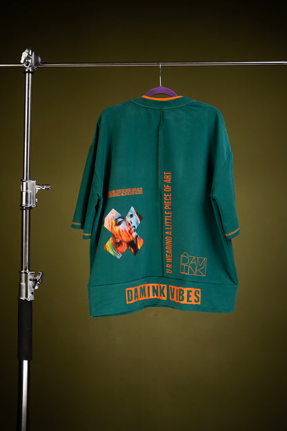 X POCKET OVERSIZED GREEN T-SHIRT