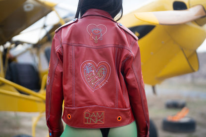 LOVE HURTS RED LEATHER JACKET