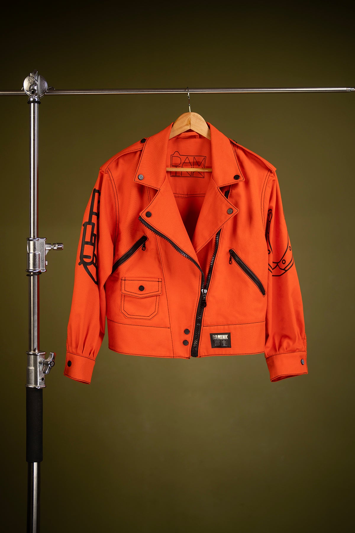 NEON ORANGE BIKER JACKET