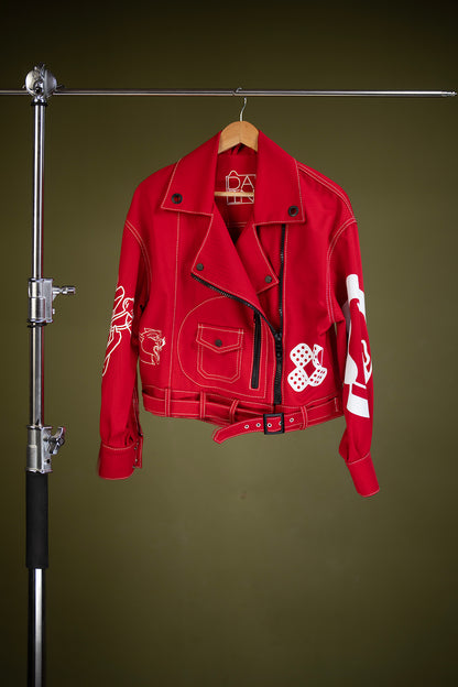 SPHYNX RED BIKER JACKET