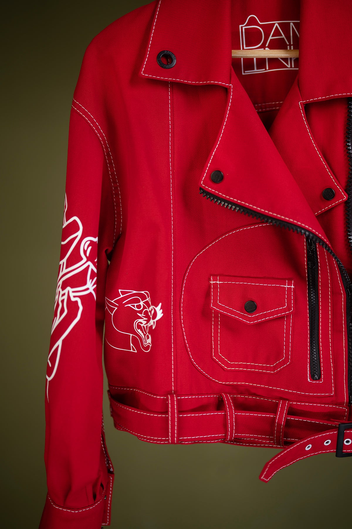 SPHYNX RED BIKER JACKET