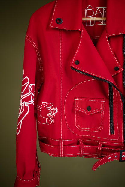 SPHYNX RED BIKER JACKET