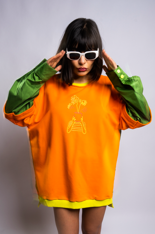 ORANGE AND GREEN FRENCH SWEATSHIRT